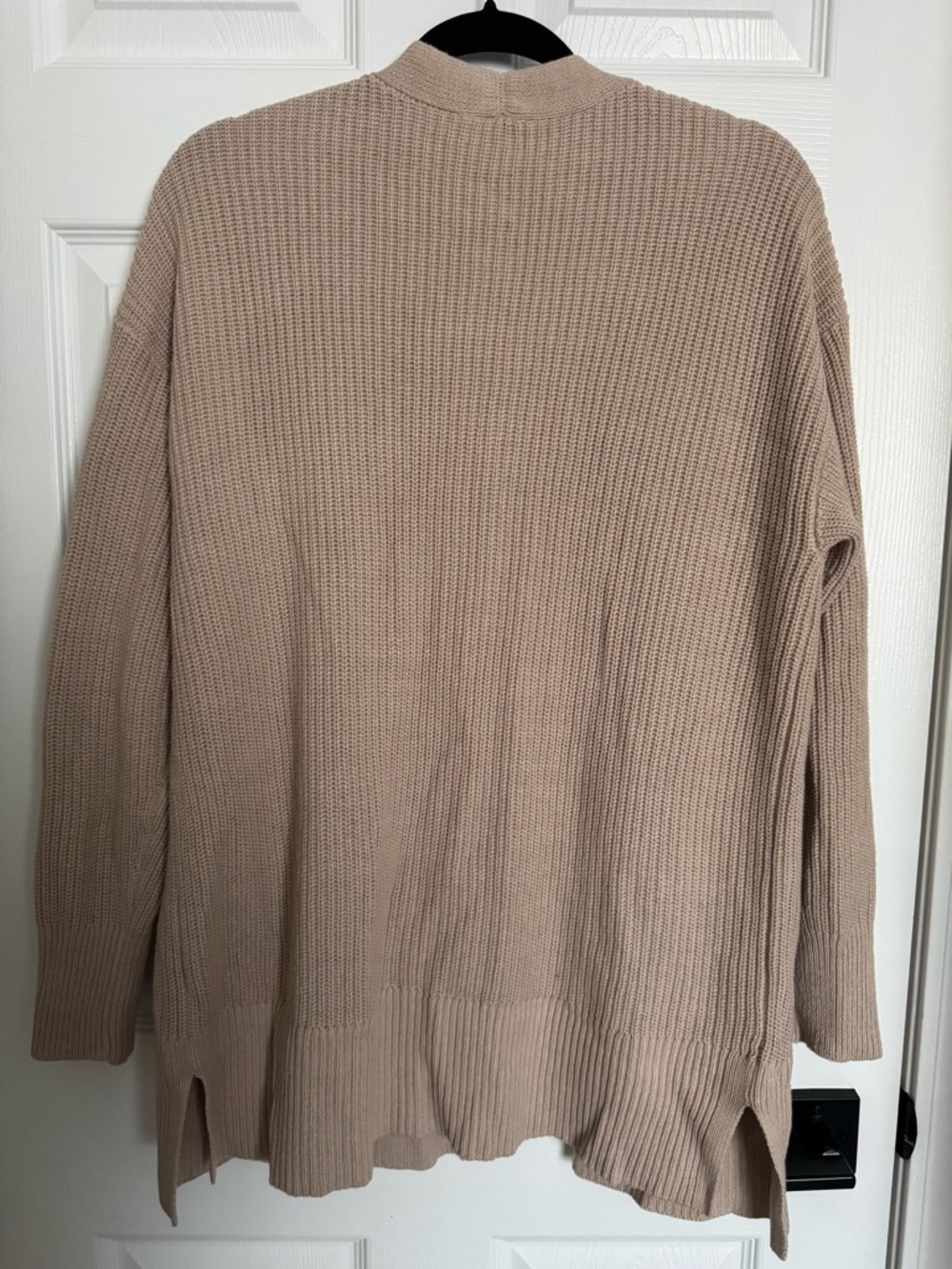 LOFT Taupe Open-Front Ribbed Cardigan - Picture 2 of 2